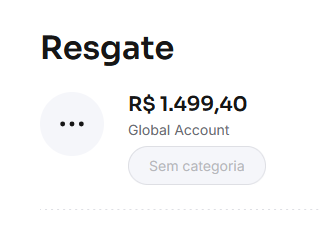 Comprovante de resgate de R$ 1.499,40